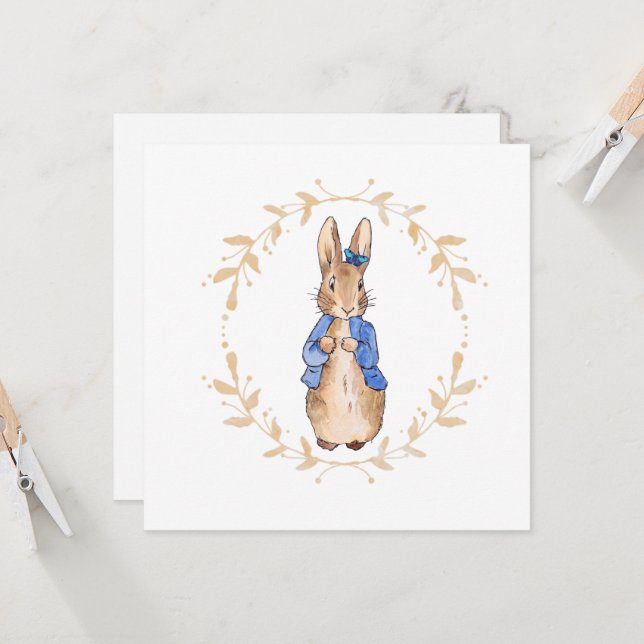 Carte Lapin classique avec un papillon (Devant/Arrière en situation)