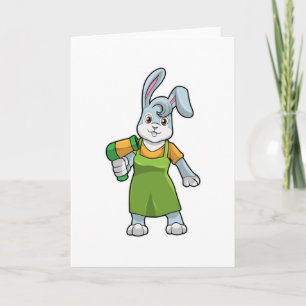 Carte Lapin coiffeur avec sèche-cheveux