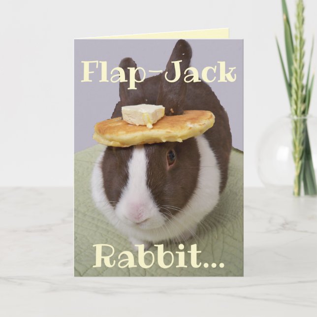 Carte Lapin Crêpe Chapeau Humoristique Pâques (Devant)