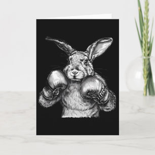 Carte Lapin de boxe Gants de boxe Kickboxing Boxeur drôl