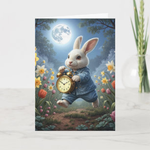 Carte Lapin de l'heure d'été d'anniversaire