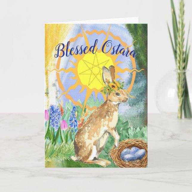 Carte Lapin de l'Ostara bénie par le soleil radieux (Devant)
