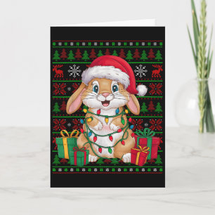 Carte Lapin de Noël Lumineux Chapeau de Père Noël Laid L