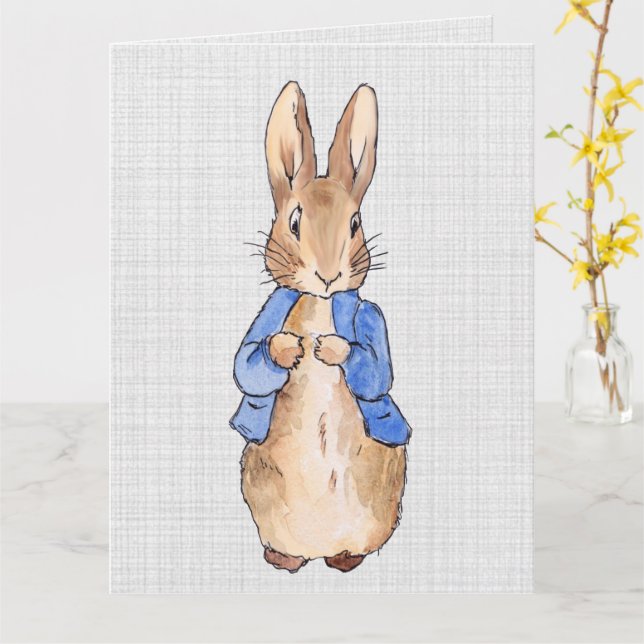 Carte Lapin de Pâques (Fleur jaune)