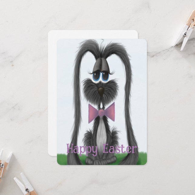 Carte Lapin de Pâques adorable  (Devant/Arrière en situation)