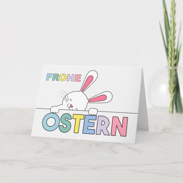 Carte Lapin de Pâques allemand Teintes pastel (Devant)