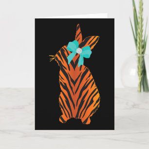 Carte Lapin de Pâques année du tigre 2022 Animaux mignon