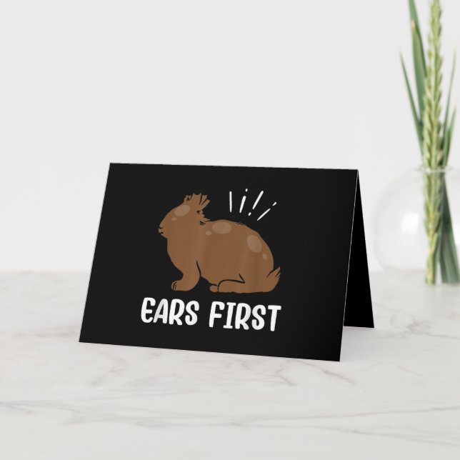 Carte Lapin de Pâques au Chocolat Oreilles D'abord Drôle (Devant)