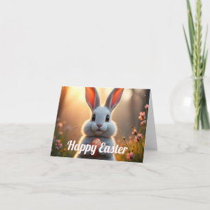 Carte Lapin de Pâques heureux dans la magie du printemps