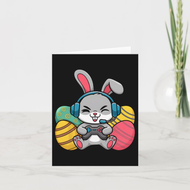 Carte Lapin de Pâques jeu vidéo œufs jeu joueur garçons  (Devant)