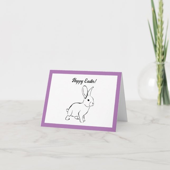 Carte Lapin de Pâques mignon, dessin animé de printemps  (Devant)