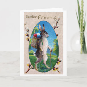 Carte Lapin de Pâques œuf vintage