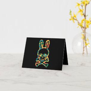 Carte Lapin de Pâques Retro Tie Dye Bunny Ski Cross Bone