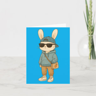 Carte Lapin de Pâques Sungles Mignon Lapin Cool Printemp
