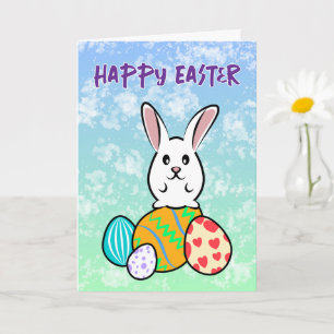Carte Lapin de Pâques sur les oeufs de Pâques