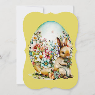 Carte Lapin De Printemps Et Oeuf Floral - Pâques