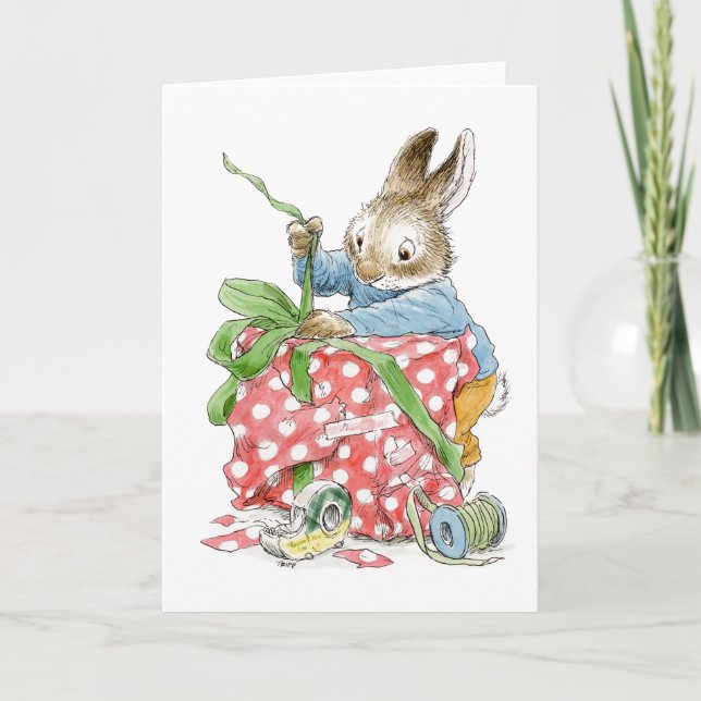 Carte Lapin d'emballage de Noël (Devant)