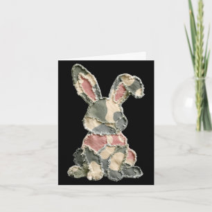 Carte Lapin drôle au crochet patchwork camo lapin heureu