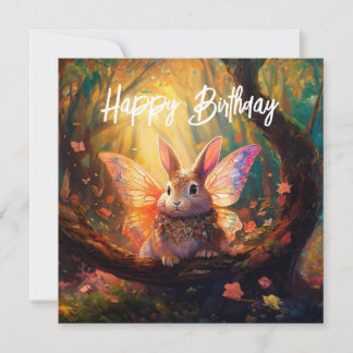 Carte Lapin fantaisiste dans une forêt enchantée Joyeux
