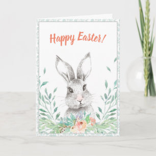 Carte Lapin Floral Pâques