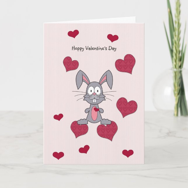 Carte lapin gris de Saint Valentin (Devant)