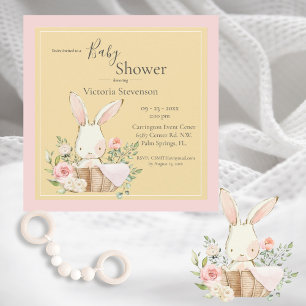 Carte Lapin Lapin Jaune Baby shower neutre genre