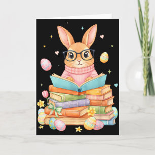 Carte Lapin lisant drôle pour enfants filles garçons fem