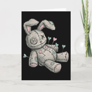 Carte Lapin poupée vaudou aiguilles cœur chagrin d'amour
