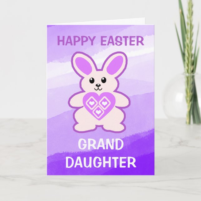 Carte Lapin Violet Lapin Grandgirl Photo Pâques (Devant)