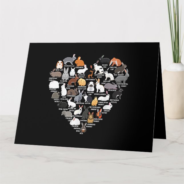 Carte Lapins d'amour Lapin drôle Cœur  (Devant)