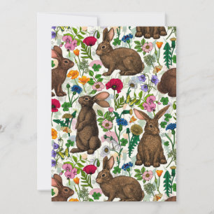 Carte Lapins et fleur sauvage