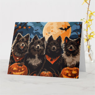 Carte Lapphund finlandais Halloween Éffrayant