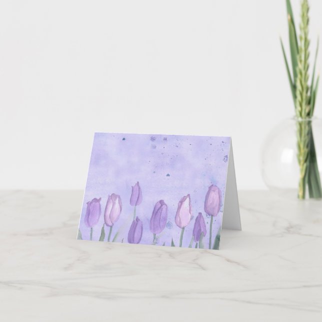 Carte L'aquarelle de tulipes de lavande fleurit le blanc (Devant)
