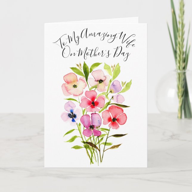 Carte L'aquarelle fleurit à ma femme le jour de la fête  (Devant)