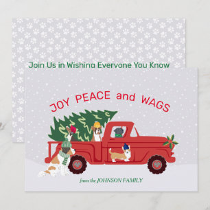 Carte L'arbre de Noël rouge de camion poursuit Noël