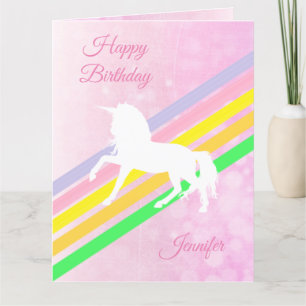 Carte Large Birthday Girl's Unicorn Personalized Card