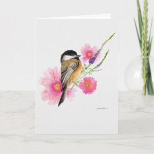 Carte L'art de l'aquarelle noire à l'effigie de l'Oiseau