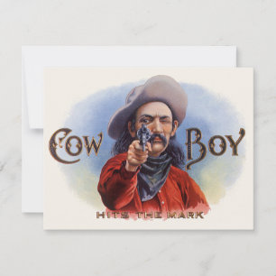 Carte L'art des étiquettes de cigare vintage, Cowboy att