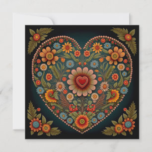 Carte L'art populaire ukrainien - Coeur inspiré en plusi