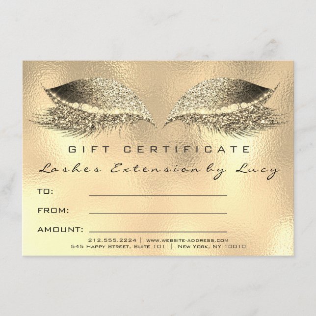 Carte Lashes Beauty Studio certificat maquillage cadeau  (Devant)
