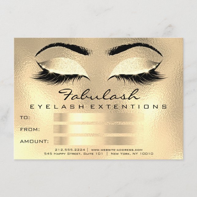 Carte Lashes Browns Gold Maquillage Artiste Certificat C (Devant)