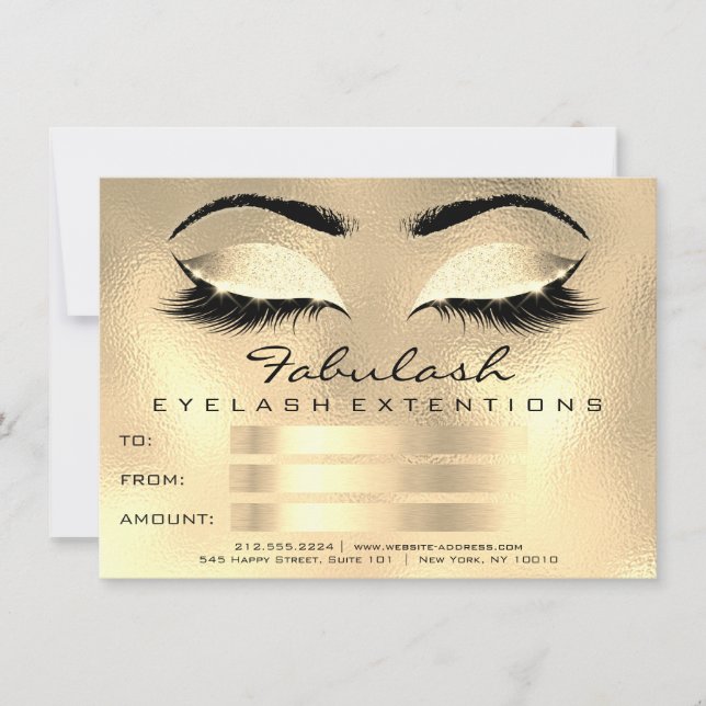 Carte Lashes Browns Gold Maquillage Artiste Certificat C (Devant)