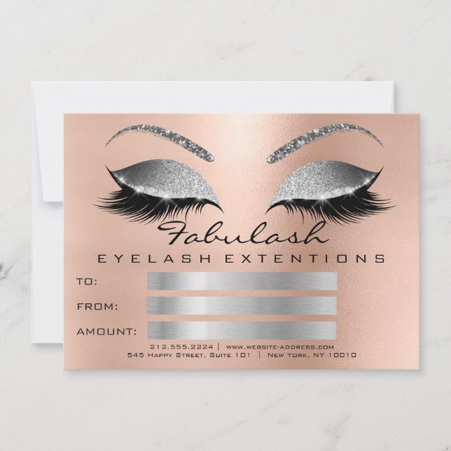 Carte Lashes de luxe Pink Silver certificat maquillage c (Devant)
