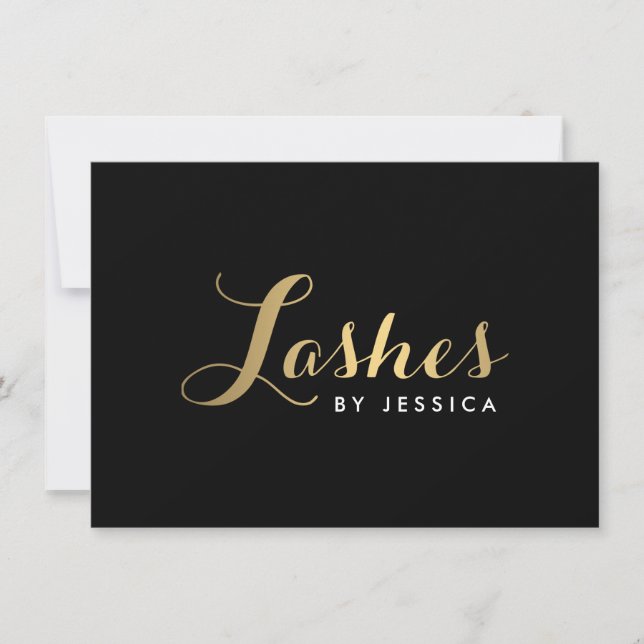 Carte Lashes de verre Script Gold/Black certificat cadea (Devant)