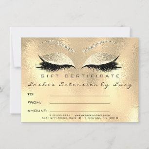 Carte Lashes Extension certificat maquillage cadeau Or