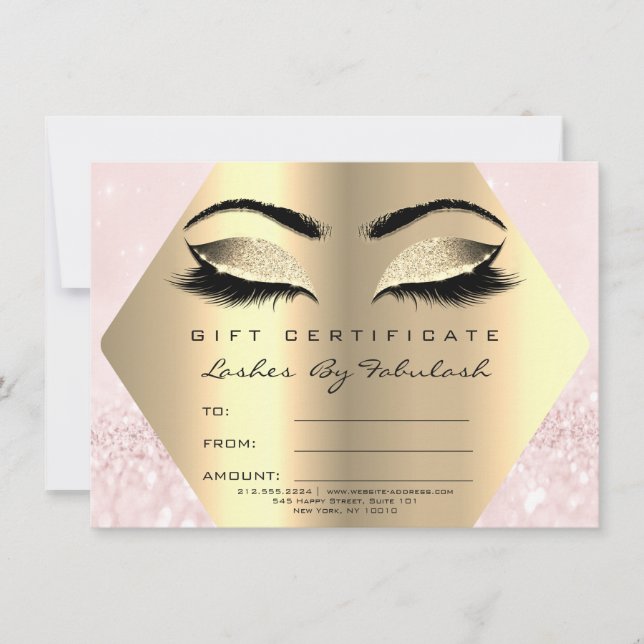 Carte Lashes maquillage Gold Diamond certificat cadeau r (Devant)