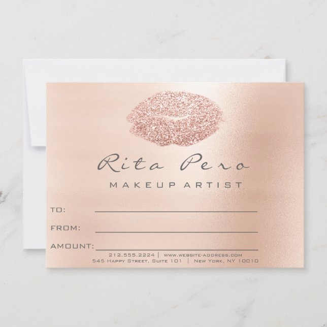 Carte Lashes Rose Gold Rose certificat maquillage cadeau (Devant)