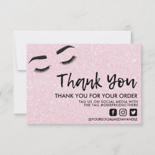 Carte Lashes rose yeux Élégant Merci Média Insertion