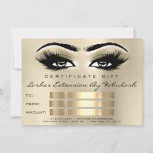 Carte Lashes SPA certificat maquillage yeux cadeau