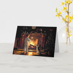 Carte L'attente de Père Noël par l'incendie